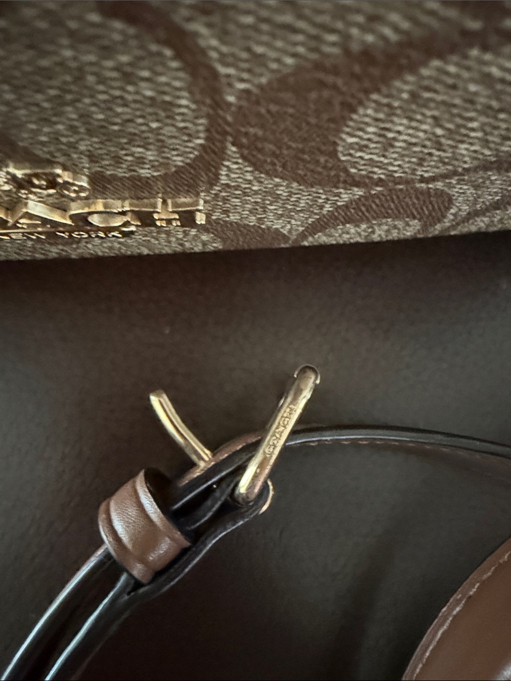 Coach Brown Signature Canvas Crossbody with Leather Trim - Picture 15 of 15